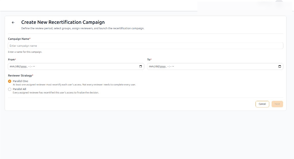 Create campaign wizard — Campaign details step