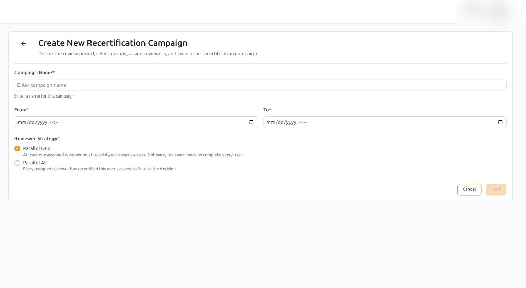 Create campaign wizard — Campaign details step