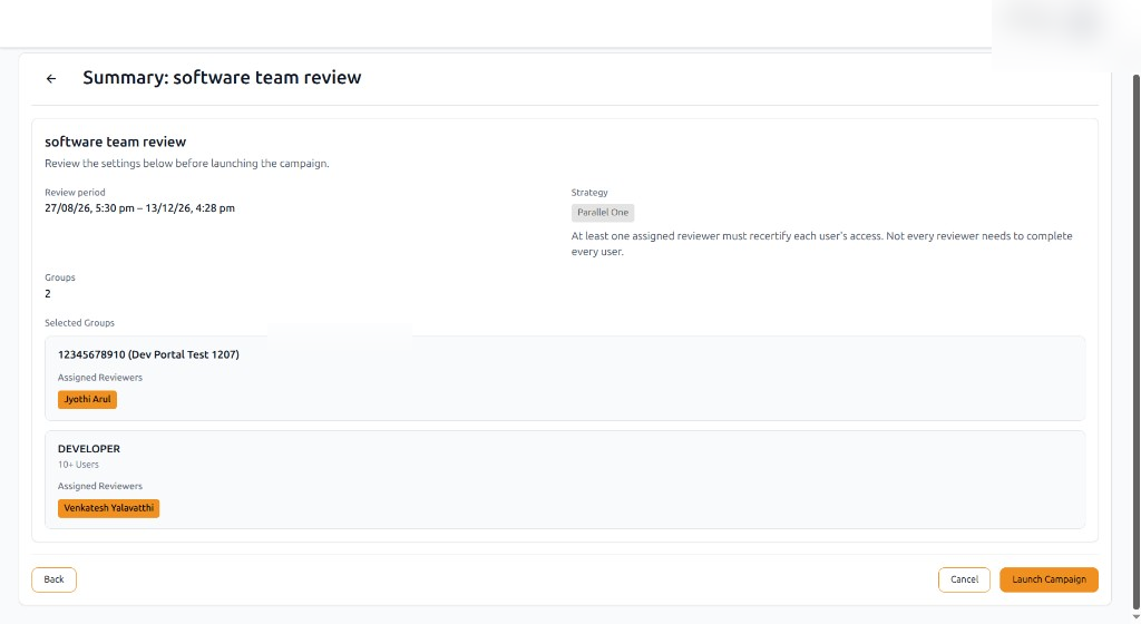 Create campaign summary before launch