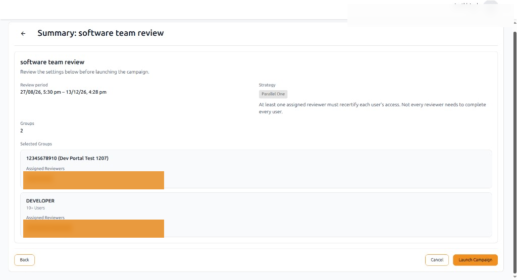 Create campaign summary before launch