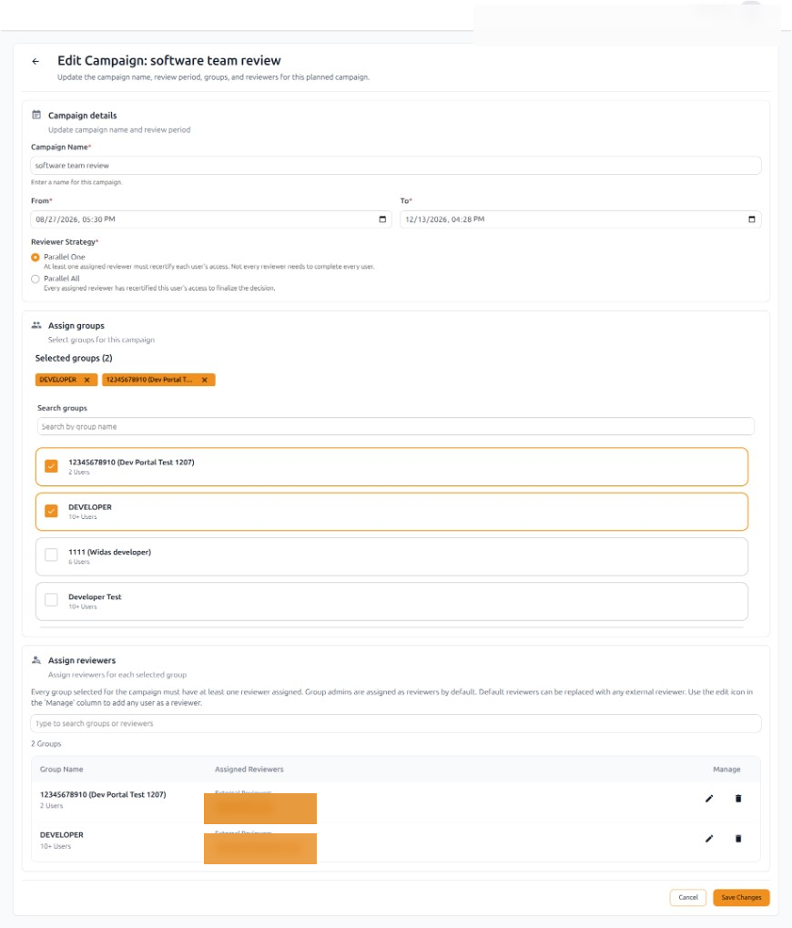 Edit campaign page with limited editing info box