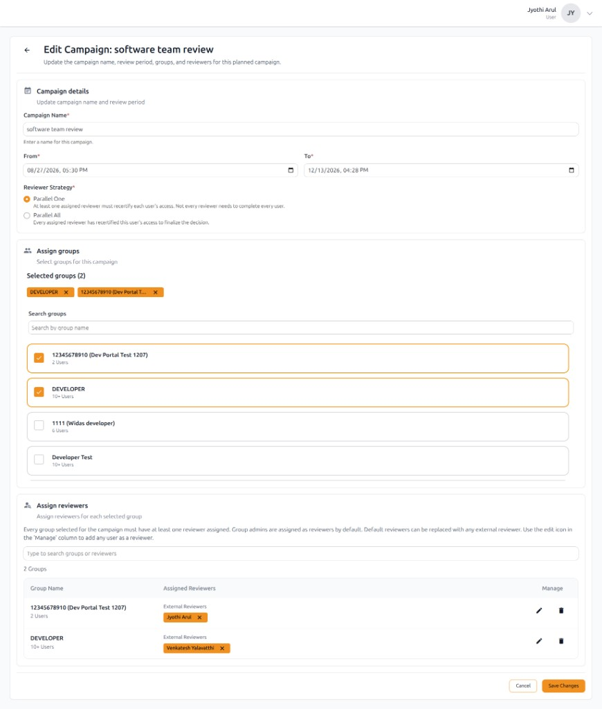 Edit campaign page with limited editing info box