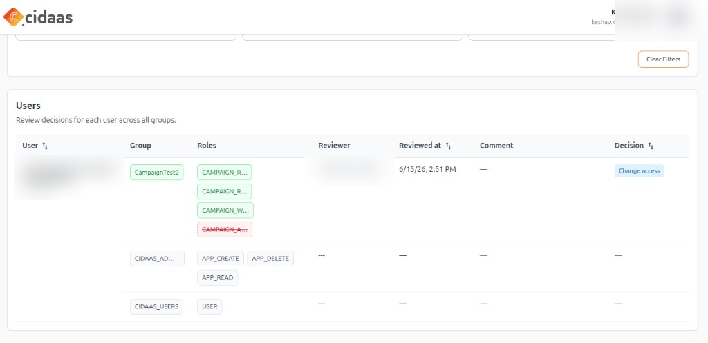 Report table with multi-reviewer row expanded