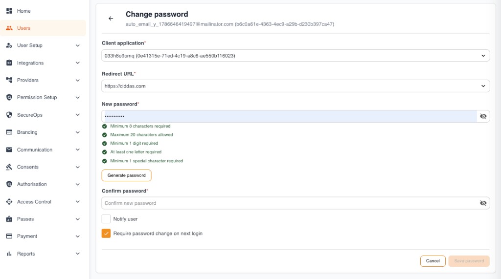 Change password by admin — Require password change on next login (Trustdesk)