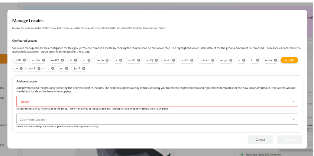 Template Locale Configuration