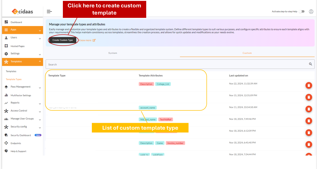 Communication Template Type