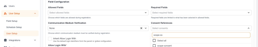 Adding consents via Consent References in User Setup (Trustdesk)