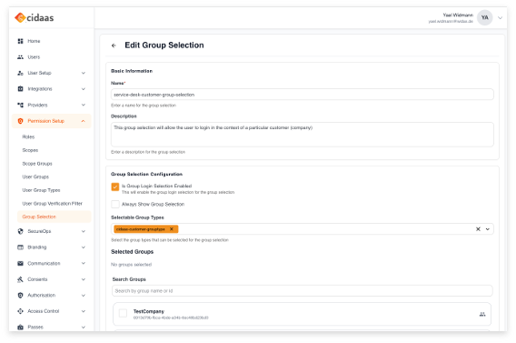Edit Group Selection in Trustdesk