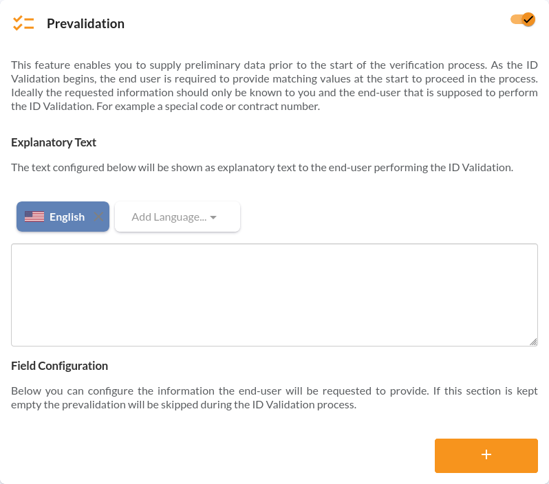 Prevalidation enabled