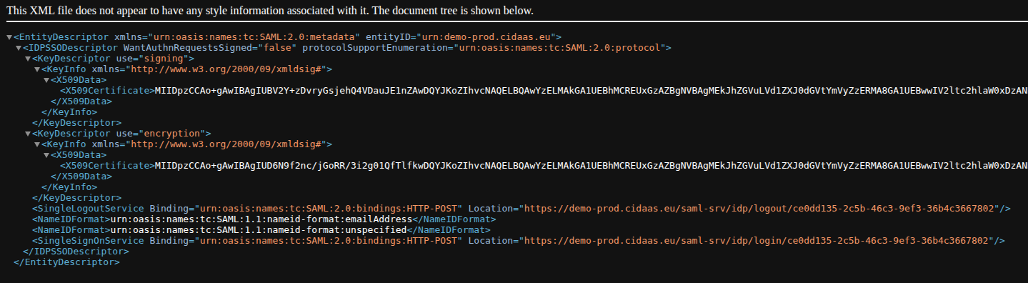 SAML Metadata