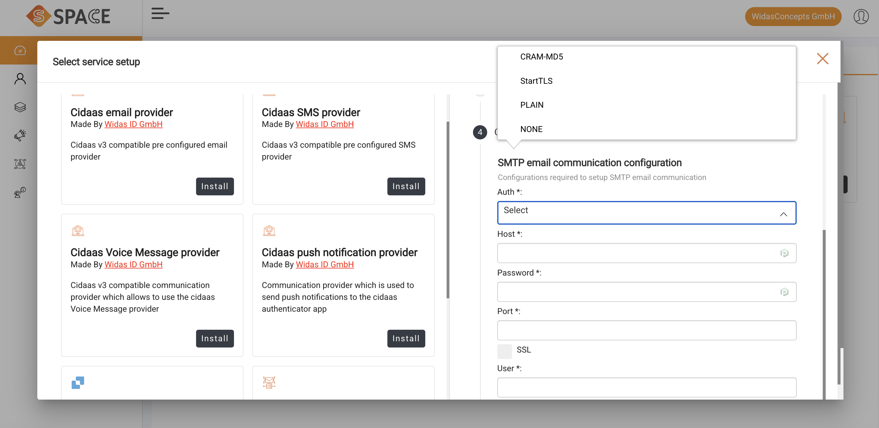 SMTP provider setup