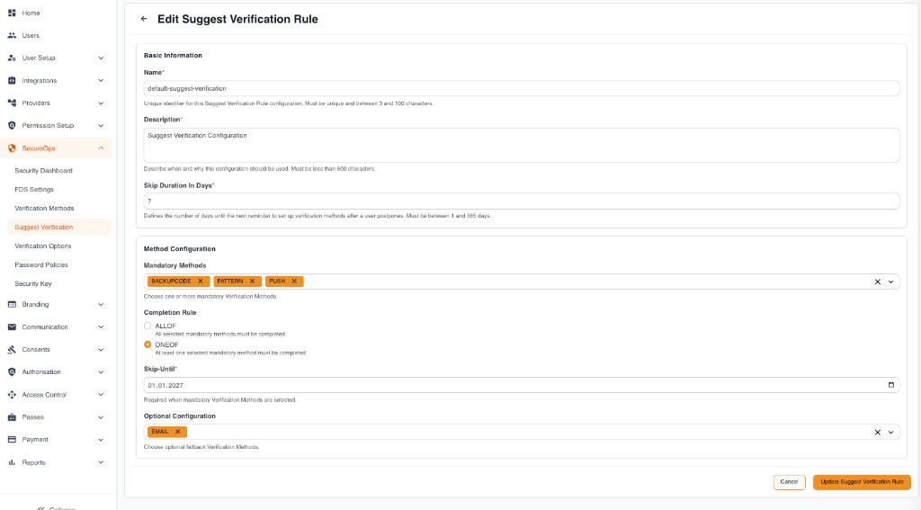 Edit Suggest Verification Rule in Trustdesk (SecureOps)